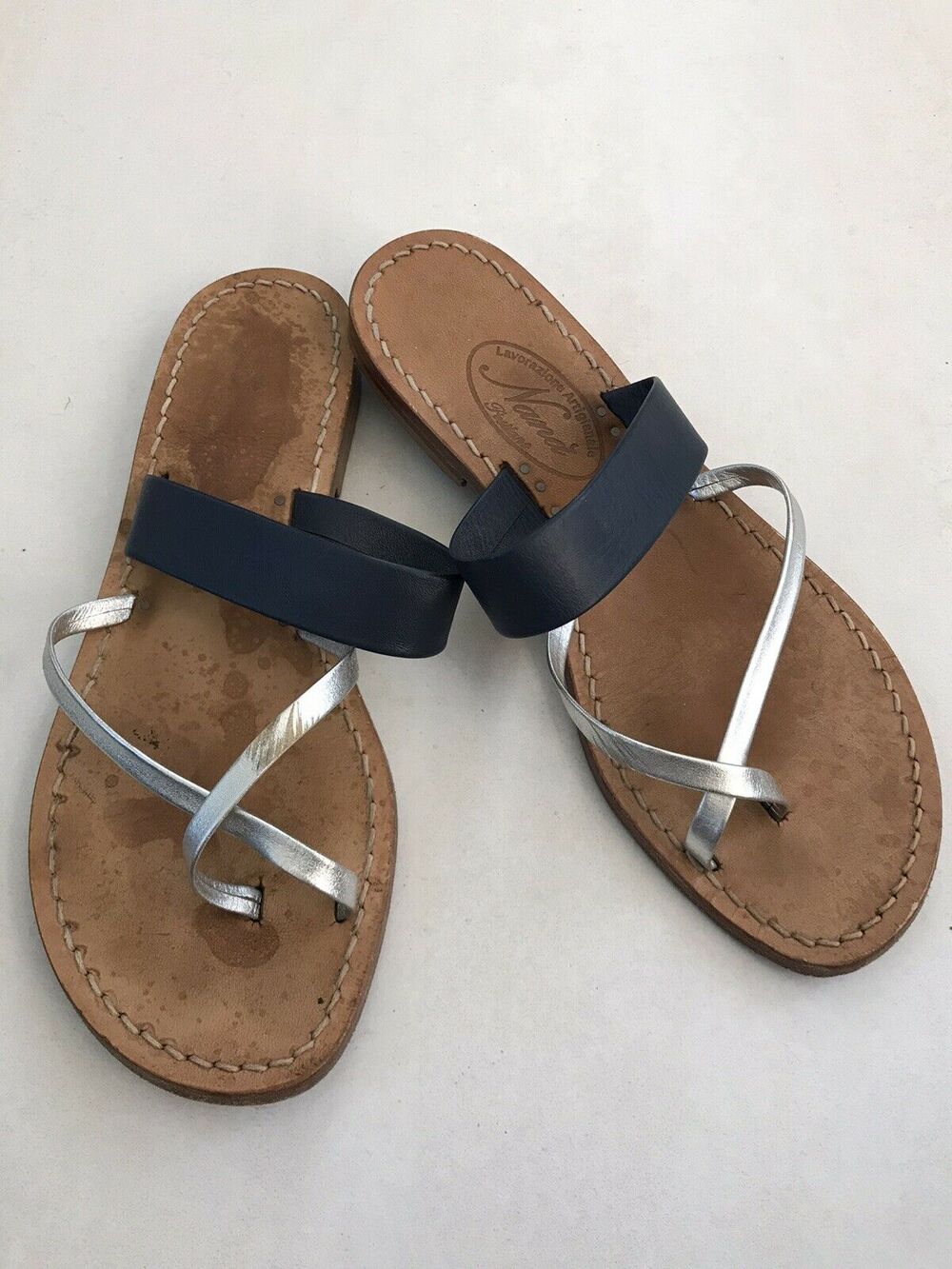 Nana Leather Thong Sandals Italy FLAWS